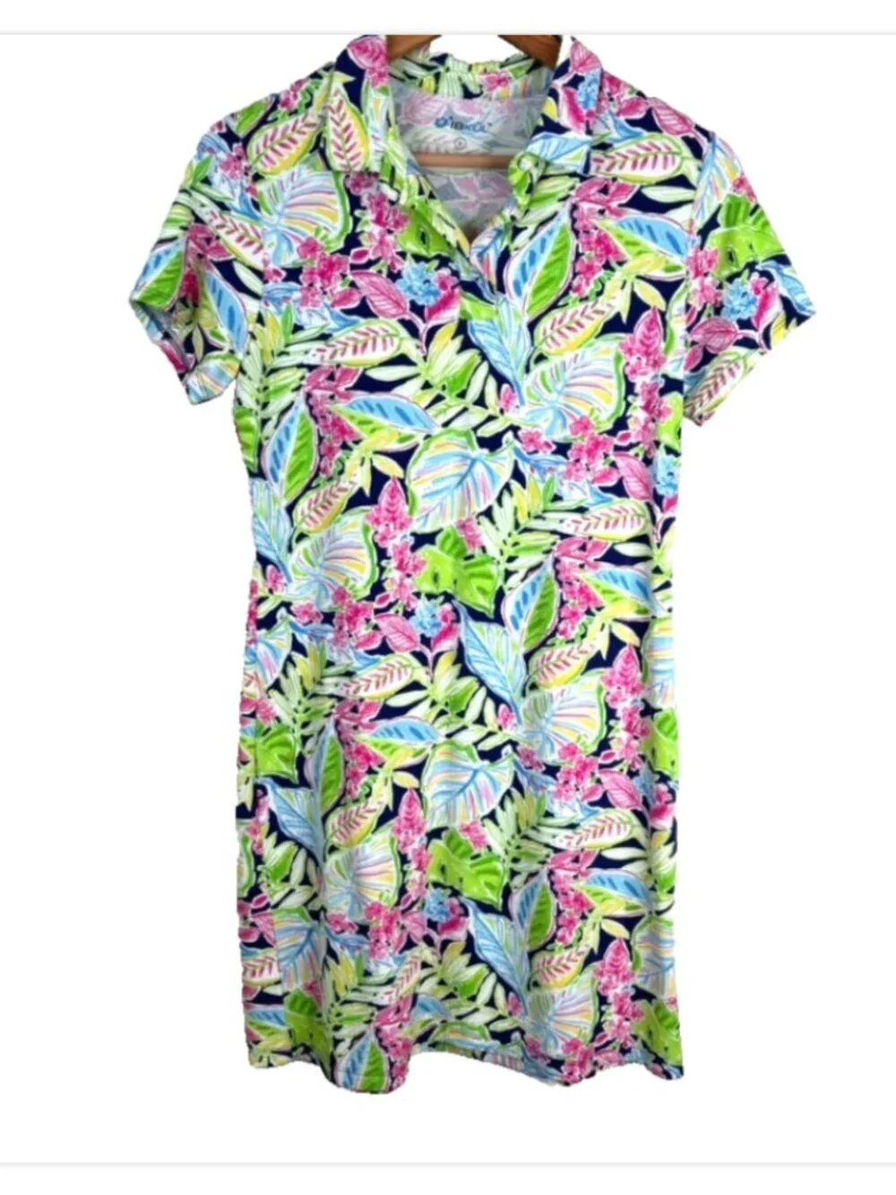 IBKUL Polo Dress S UPF 50+ Sun Protection Short Sleeve Tennis Pickleball Floral